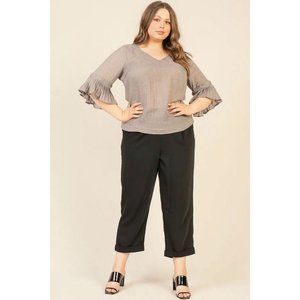 Skies are Blue Plus Size Pleated Sleeve Top